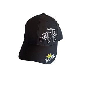 Kalcem Black Baseball Cap With Embroidered‎ Tractor Design & Adjustable Strap